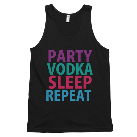 Party Vodka Sleep Repeat Tank Top - Black