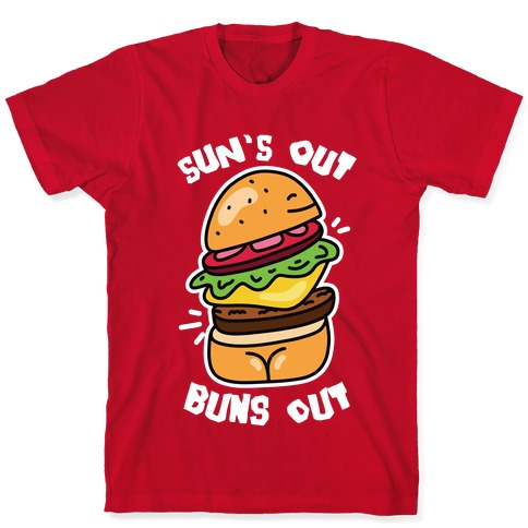 Sun's Out Buns Out (Burger Booty) T-Shirt - Red