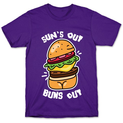 Sun's Out Buns Out (Burger Booty) T-Shirt - Purple