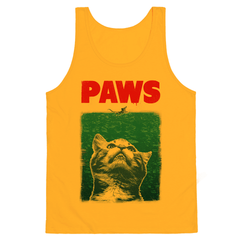 Paws (Jaws Parody Tee) Tank Top - Gold