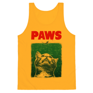 Paws (Jaws Parody Tee) Tank Top - Gold