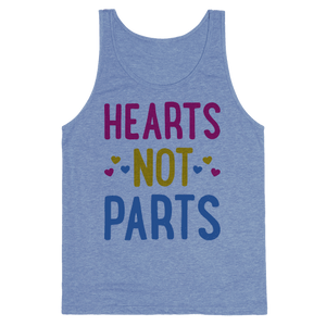 Hearts Not Parts (Pansexual) Tank Top - Heathered Blue