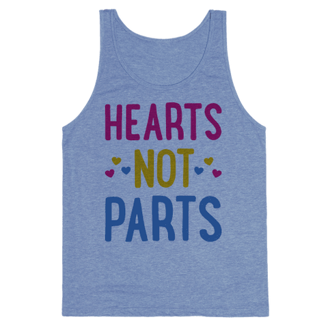 Hearts Not Parts (Pansexual) Tank Top - Heathered Blue