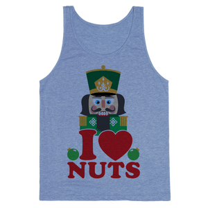 I Heart Nuts, Nutcracker Tank Top - Heathered Blue