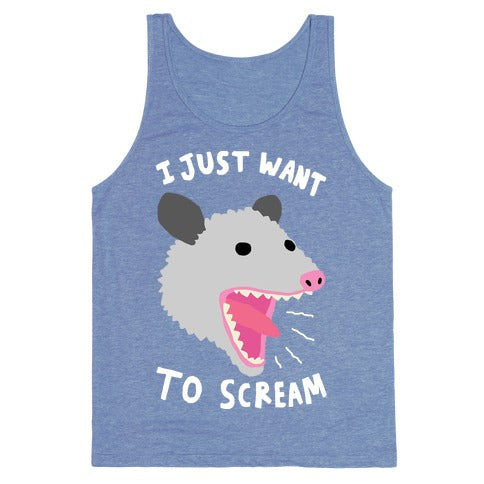 I Just Want To Scream Tank Top - Heathered Blue