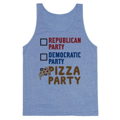 Pizza Party Tank Top - Heathered Blue