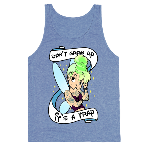 Punk Tinkerbell (Don't Grow Up It's A Trap) Tank Top - Heathered Blue