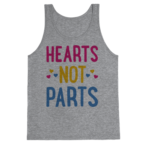 Hearts Not Parts (Pansexual) Tank Top - Heathered Gray
