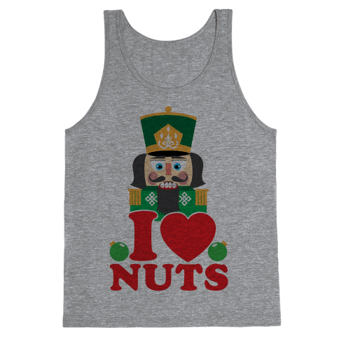 I Heart Nuts, Nutcracker Tank Top - Heathered Gray