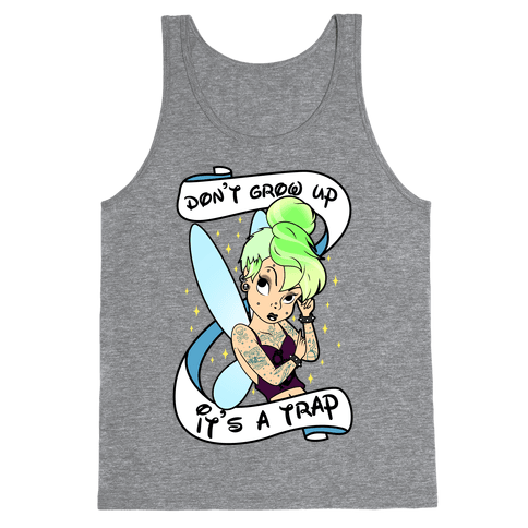 Punk Tinkerbell (Don't Grow Up It's A Trap) Tank Top - Heathered Gray