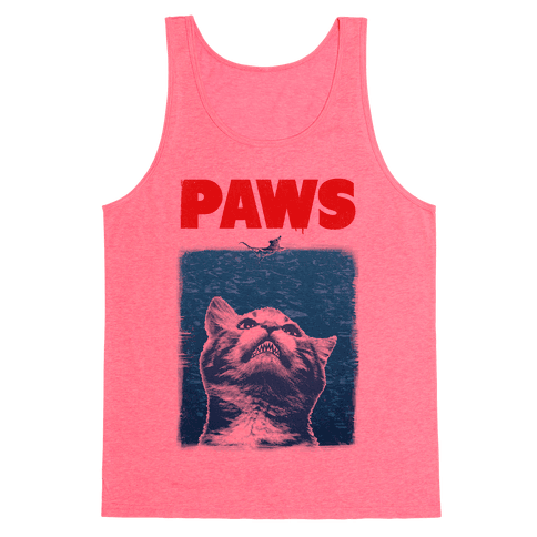 Paws (Jaws Parody Tee) Tank Top - Neon Pink