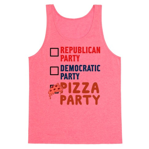 Pizza Party Tank Top - Neon Pink
