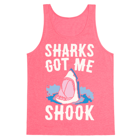 Sharks Got Me Shook Tank Top - Neon Pink