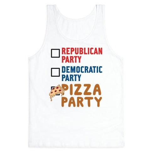 Pizza Party Tank Top - White