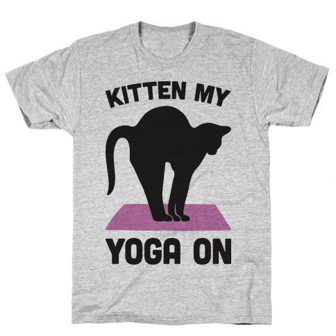 Kitten My Yoga On T-Shirt - Gray