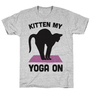 Kitten My Yoga On T-Shirt - Gray