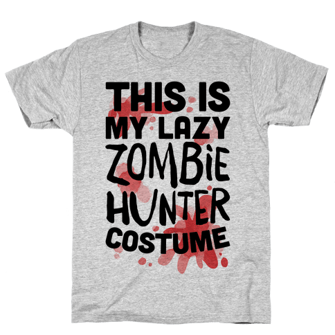 Lazy Zombie Hunters Costume T-Shirt - Gray
