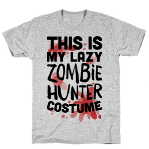 Lazy Zombie Hunters Costume T-Shirt - Gray