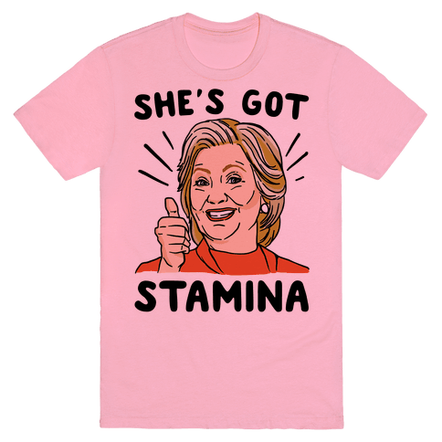 Hillary's Got Stamina White Print T-Shirt - Pink