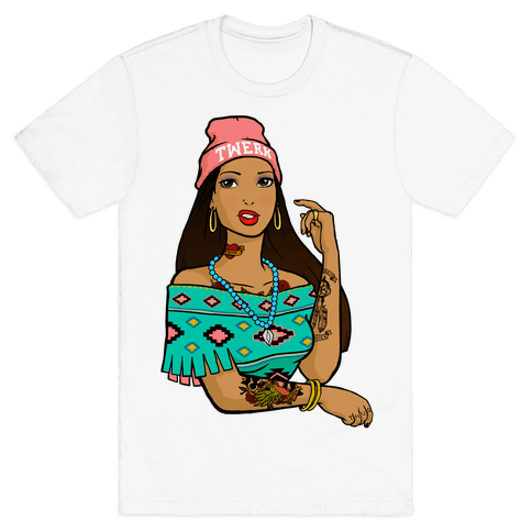 Hipster Pocahontas T-Shirt - White