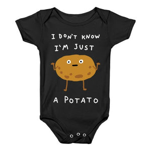 I Don't Know I'm Just A Potato Infants Onesie - Black