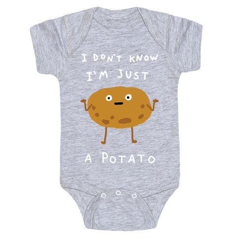I Don't Know I'm Just A Potato Infants Onesie - Heathered Light Gray