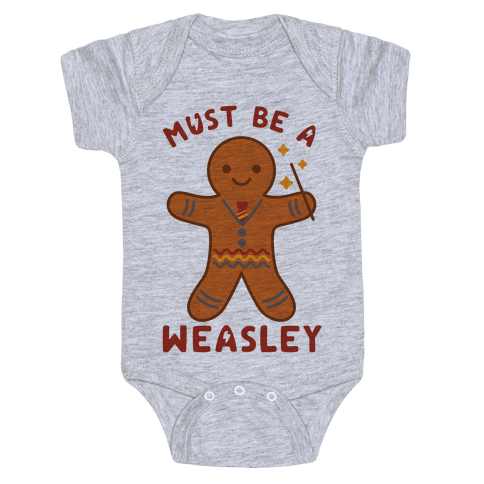 Must Be A Weasley Infants Onesie - Heathered Light Gray
