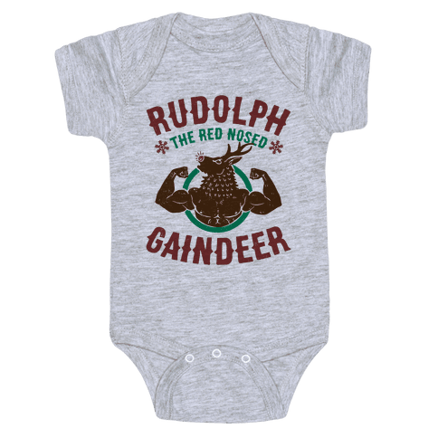 Rudolph The Red Nosed Gaindeer Infants Onesie - Heathered Light Gray