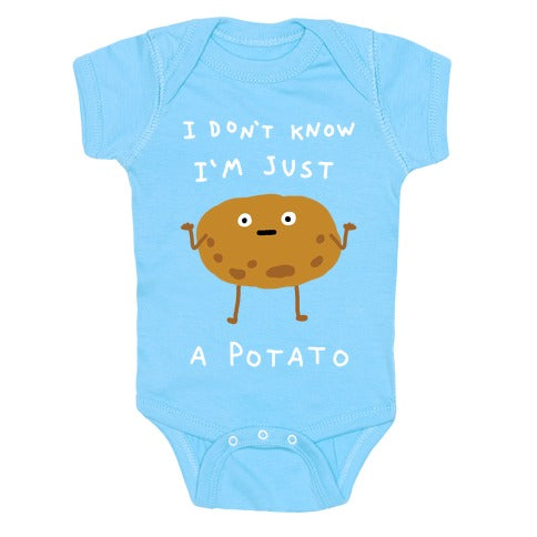 I Don't Know I'm Just A Potato Infants Onesie - Light Blue