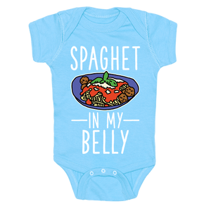 Spaghet In My Belly Infants Onesie - Light Blue