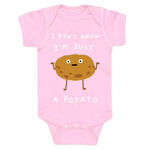 I Don't Know I'm Just A Potato Infants Onesie - Light Pink