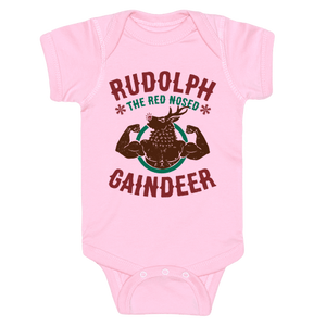 Rudolph The Red Nosed Gaindeer Infants Onesie - Light Pink