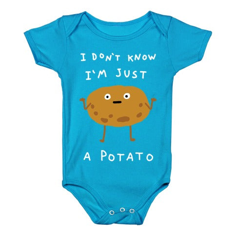 I Don't Know I'm Just A Potato Infants Onesie - Turquoise