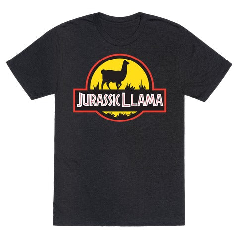 Jurassic Llama T-Shirt - Heathered Black