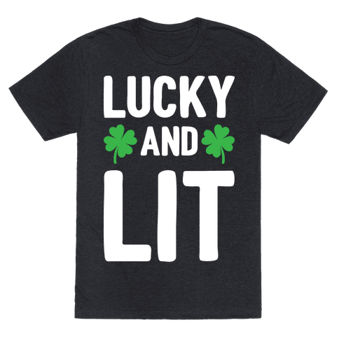 Lucky And Lit T-Shirt - Heathered Black