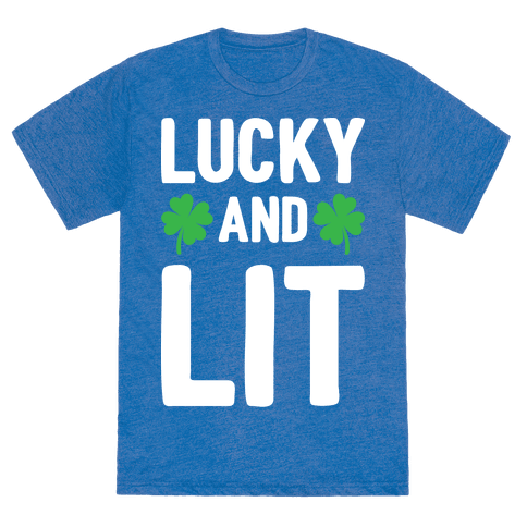 Lucky And Lit T-Shirt - Heathered Blue
