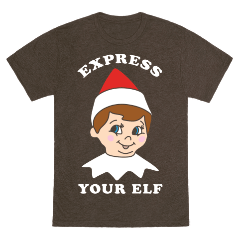 Express Your Elf T-Shirt - Heathered Dark Brown