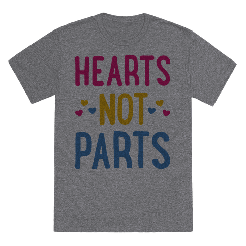 Hearts Not Parts (Pansexual) T-Shirt - Heathered Gray