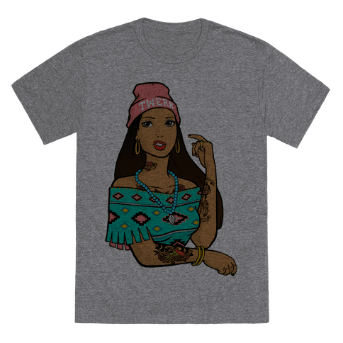Hipster Pocahontas T-Shirt - Heathered Gray