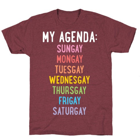 Gays Of The Week T-Shirt - Heathered Maroon