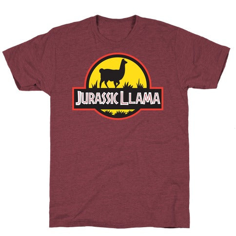 Jurassic Llama T-Shirt - Heathered Maroon