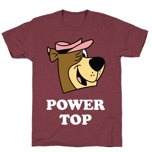 Power Top & Party Bottom (Bear) T-Shirt - Heathered Maroon