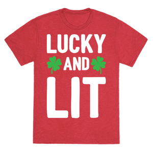 Lucky And Lit T-Shirt - Heathered Red