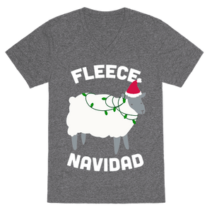 Fleece Navidad VNeck T-Shirt - Heathered Gray