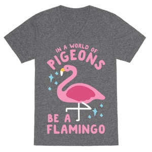In A World Of Pigeons VNeck T-Shirt - Heathered Gray