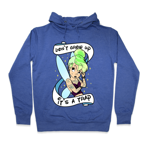 Punk Tinkerbell (Don't Grow Up It's A Trap) Hoodie - Heathered Blue