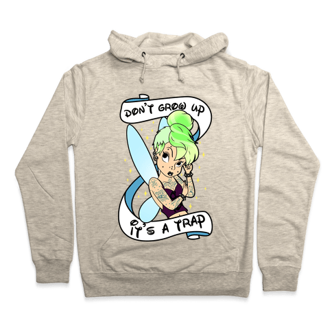 Punk Tinkerbell (Don't Grow Up It's A Trap) Hoodie - Heathered Oatmeal