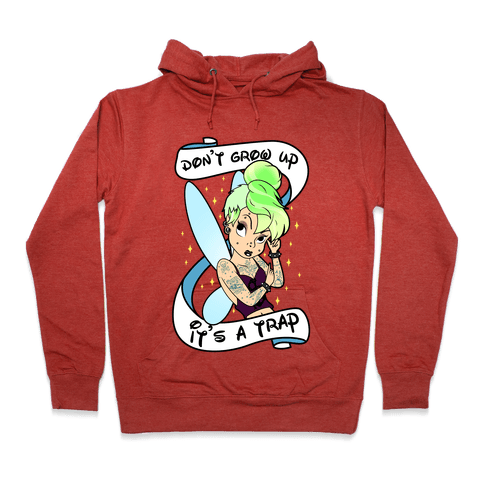 Punk Tinkerbell (Don't Grow Up It's A Trap) Hoodie - Heathered Red