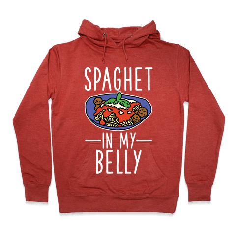 Spaghet In My Belly Hoodie - Heathered Red