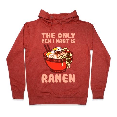 The Only Men I Want Is Ramen Hoodie - Heathered Red